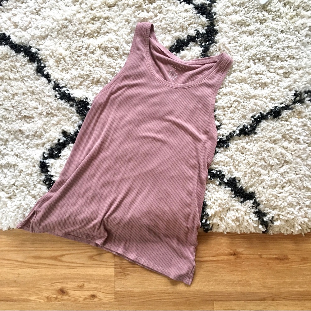 American Eagle Rib Knit Dusty Pink Tank Top XS